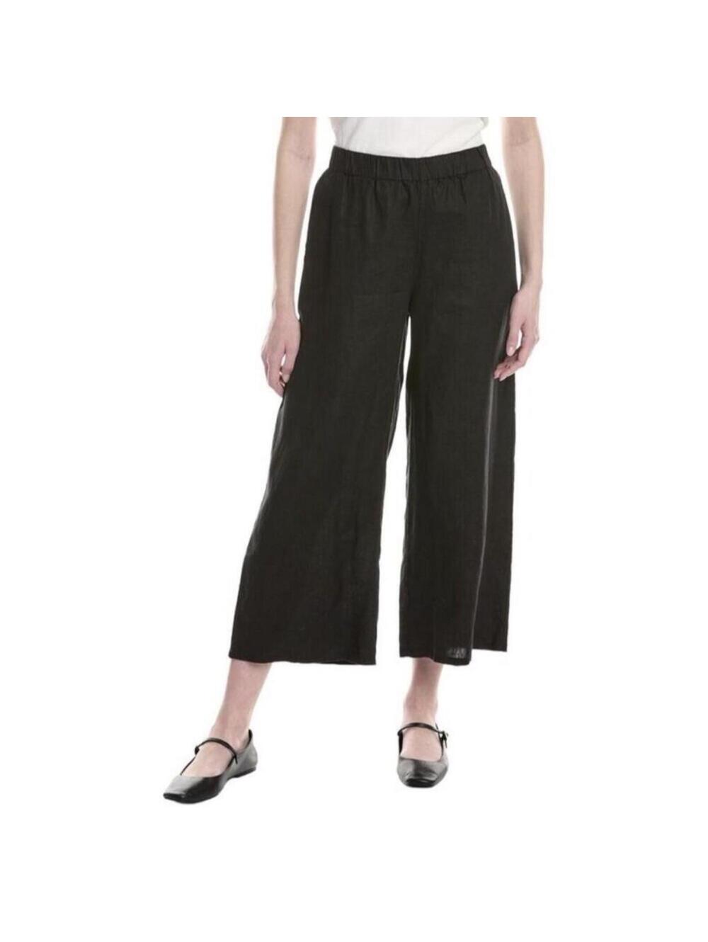 Eileen Fisher Black Wide-Leg Cropped Pants